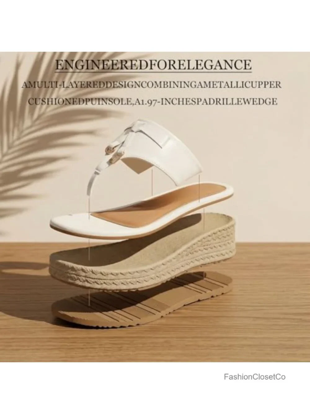 T-strap Faux Espadrille Wedge Flip Flops Platform Sandals Boho Thong Slides